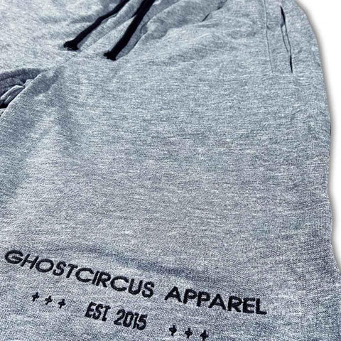 GC Est Comfy Short Heather Grey with Black Embroidery shorts GhostCircus Apparel 