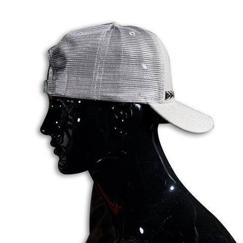 Light Grey Snap Back Trucker Cap with Black Stud/ 3D Embroidery Caps GhostCircus Apparel 