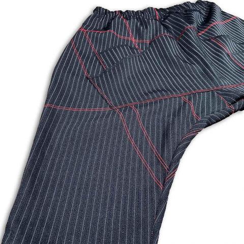 Post Luxury Pinstripe Drop Short with Red Stitch shorts GhostCircus Apparel 